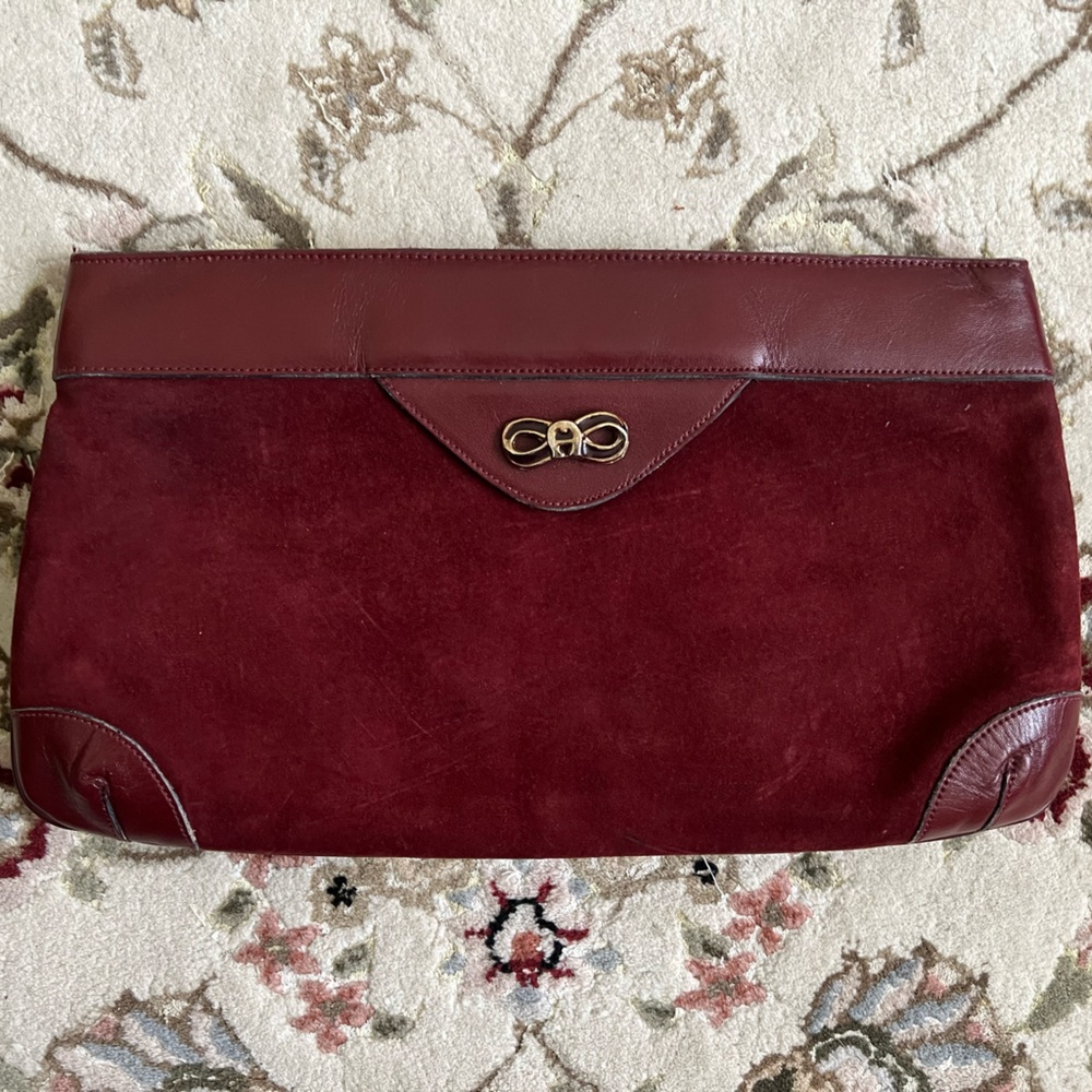 70s Etienne Aigner Leather + Suede Clutch